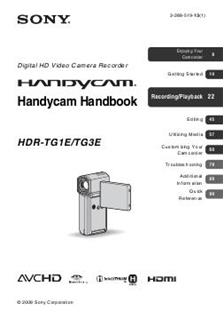 Sony HDR TG 1E manual. Camera Instructions.